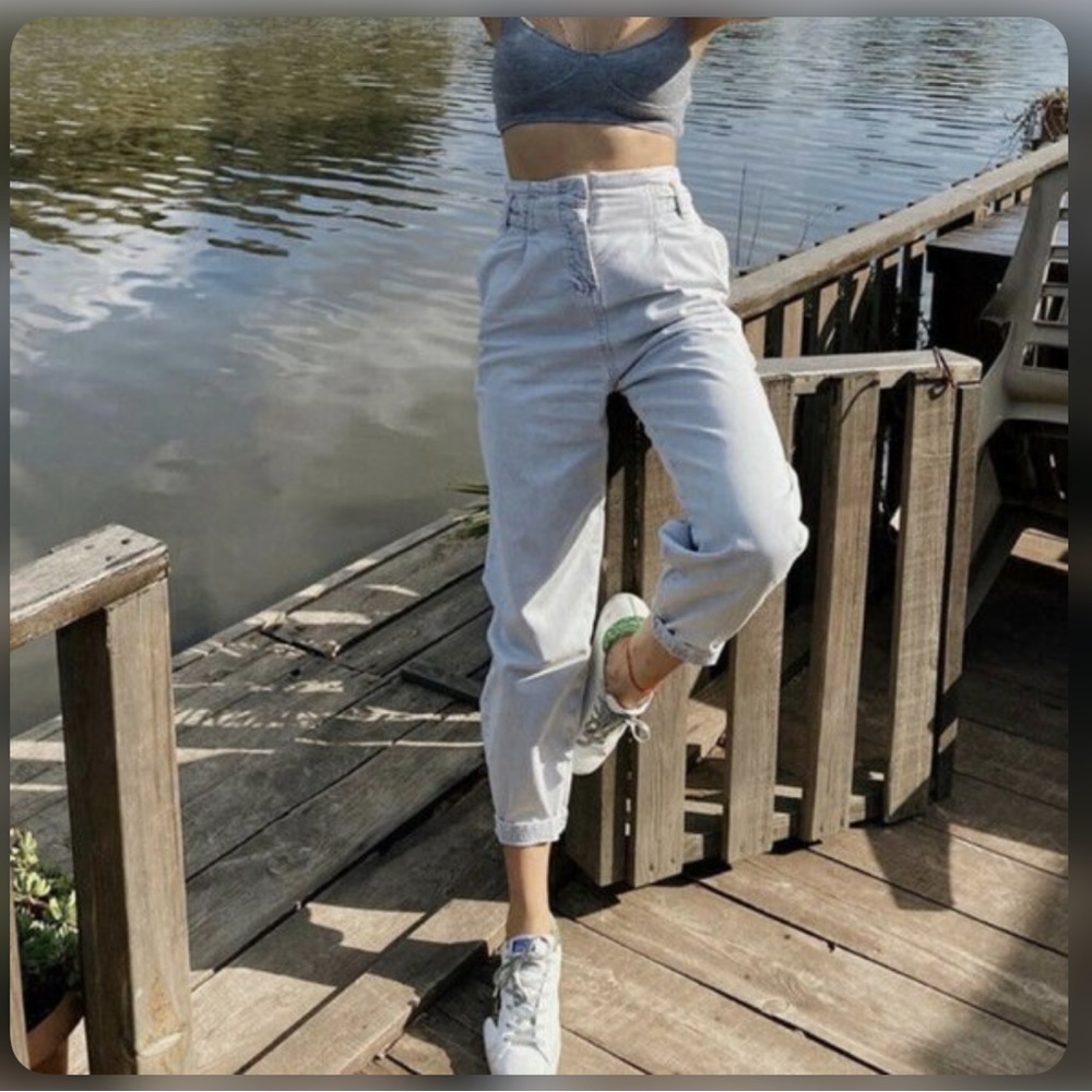 Zara slouchy high waisted acid wash jeans